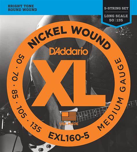 D'Addario EXL160-5 Series Nickel Wound 5-String 50-135 Bass Guitar Strings image 0