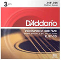 D'Addario EJ17-3D Phosphor Bronze 13-56 Acoustic Guitar Strings, Medium, 3PK image 0