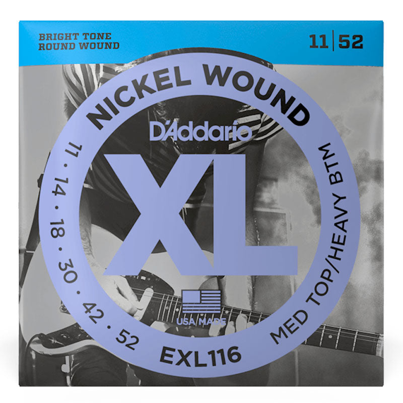 D'Addario EXL116 Nickel Wound 11-52 Elec Guitar Strings, Medium Top Heavy Bottom image 0