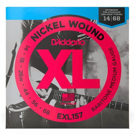D'Addario EXL157 Nickel Wound 14-68 Baritone Electric Guitar Strings, Medium image 0
