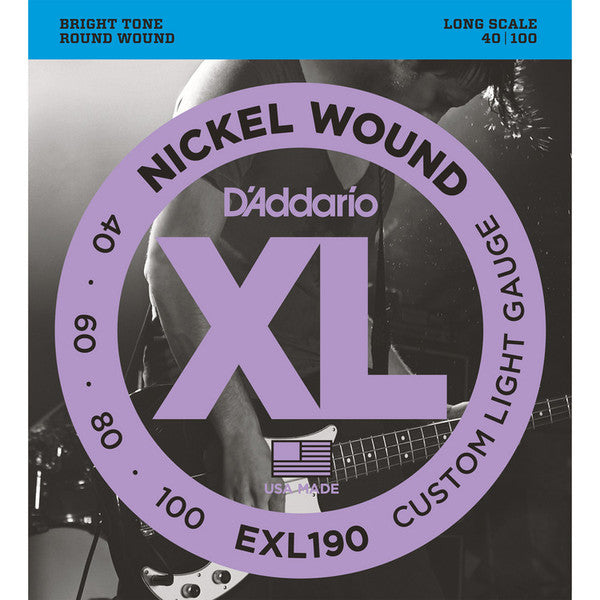 D'Addario EXL190 Bass Guitar Strings, Custom Light 40-100, Long Scale image 0