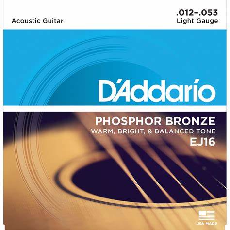 D'Addario EJ16 Phosphor Bronze 12-53 Acoustic Guitar Strings, Light image 0