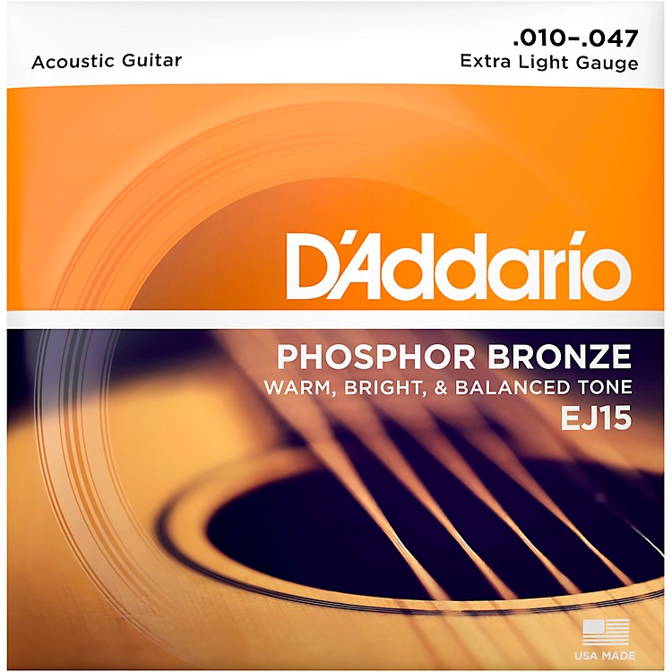 D'Addario EJ15 Phosphor Bronze 10-47 Acoustic Guitar Strings, Extra Light image 0