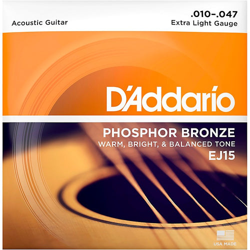 D'Addario EJ15 Phosphor Bronze 10-47 Acoustic Guitar Strings, Extra Light image 0