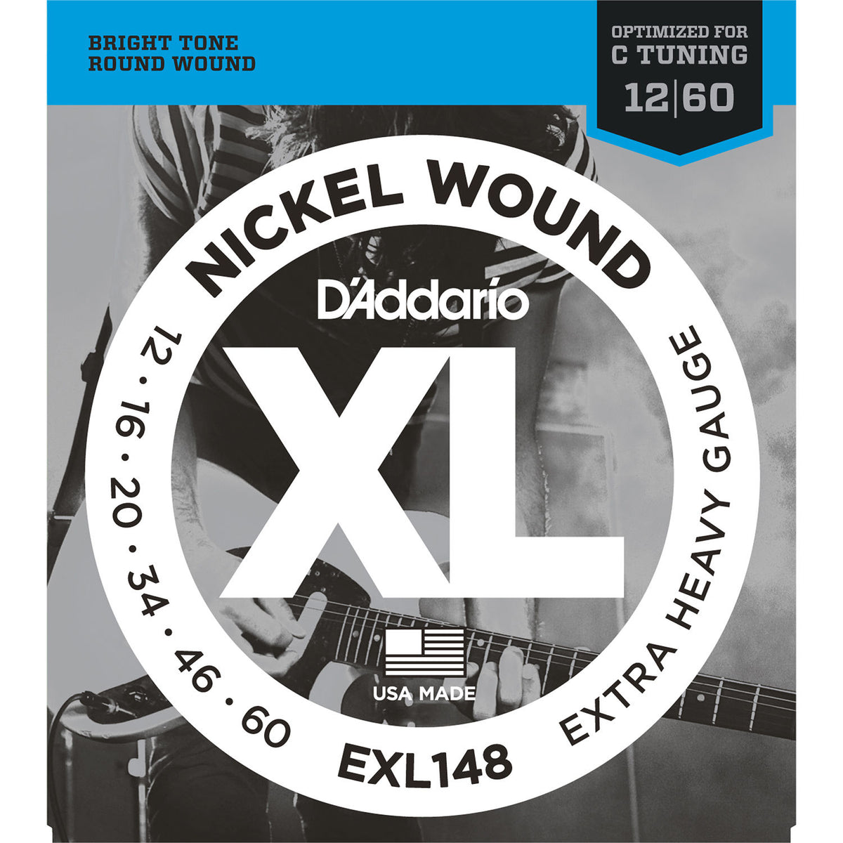 D'Addario EXL148 Nickel Wound 12-60 Electric Guitar Strings, Drop-C Heavy image 0